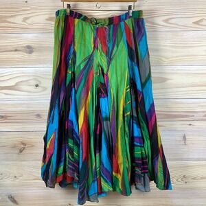 Soft Surroundings Skirt Women Petite Large Pleats Rio Colorful Full Maxi